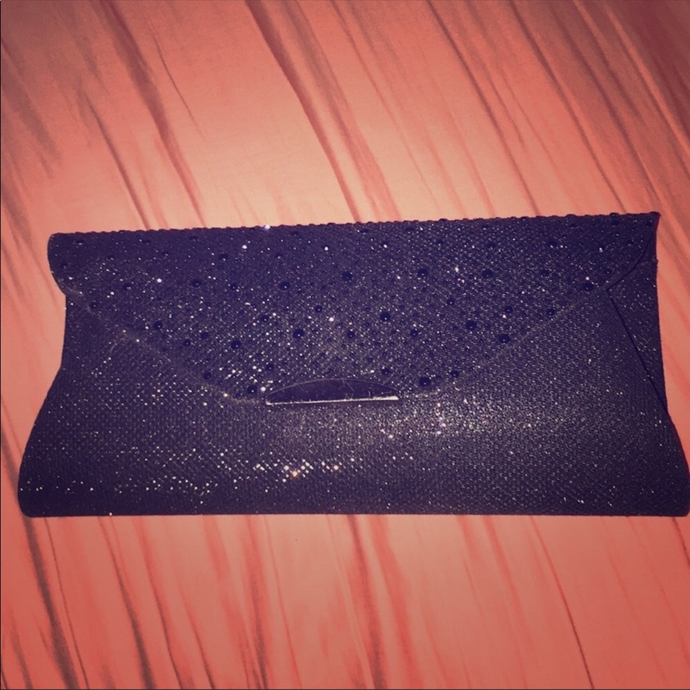 Black rhinestone and glitter clutch
